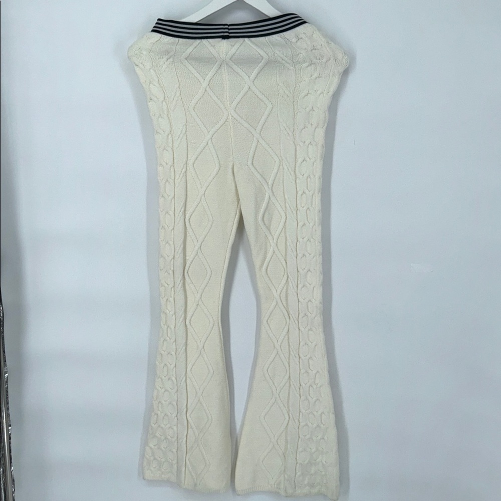 FreePeople Snowfall pants Size XS Cream Knit Flared Pants with Striped Waistband - Picture 6 of 14